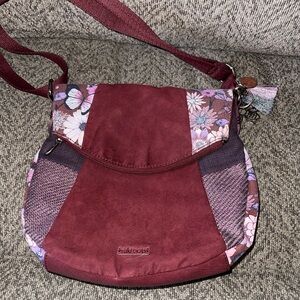 Sakroots Burgundy Floral Crossbody Bag